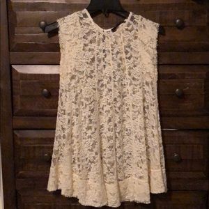 Cream lace sleeveless top